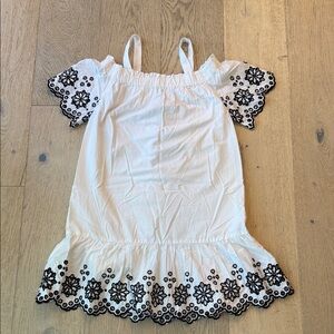 Vineyard Vines White Blouse Dress with Black Embroidery – Approx. XS/S - NWOT